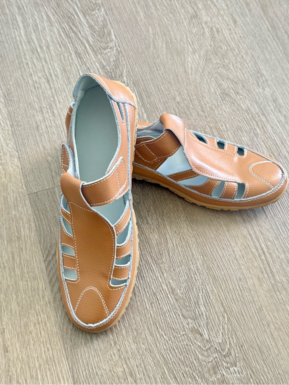 Women's Brown Leather Orthopedic Casual Walking SandalsComfortShoesSize 42(US11)